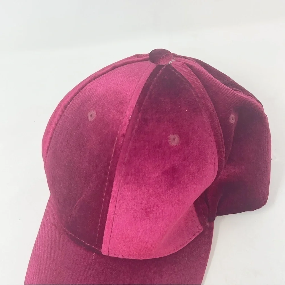 ALDO Women’s Red Velvet Cloth Baseball Cap Hook & Loop Closure One Size